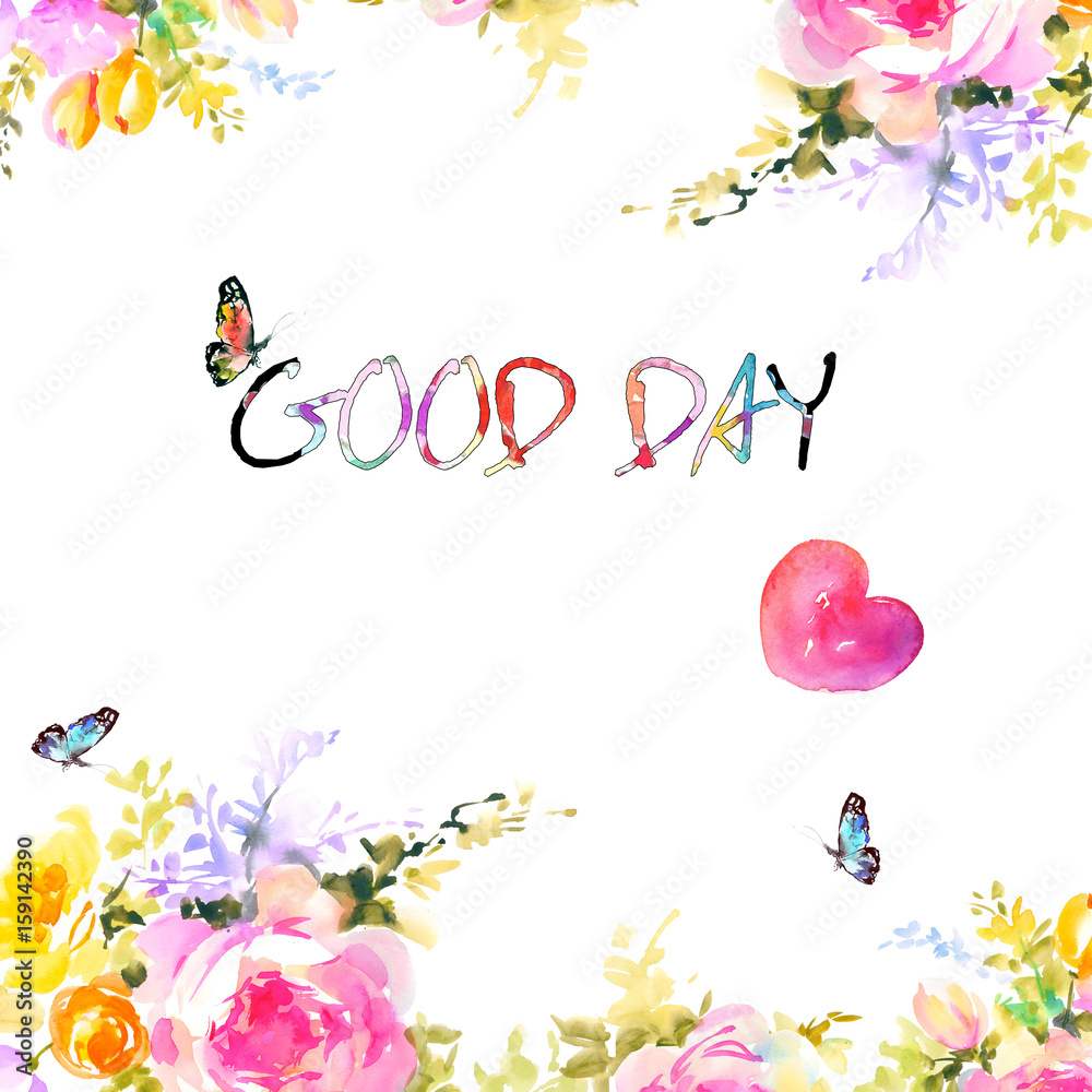 Watercolor rose flowers