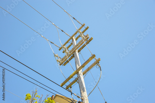 Photography Electricity pole in Canada under the blue sky