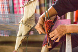 silk weaving at north Thailand.