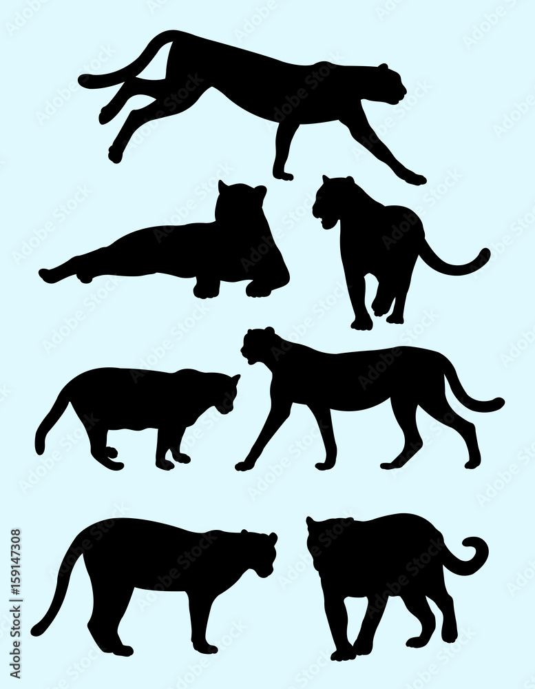 Cheetahs and panthers silhouettes. Good use for symbol, logo, web icon, mascot, sign, or any design you want.
