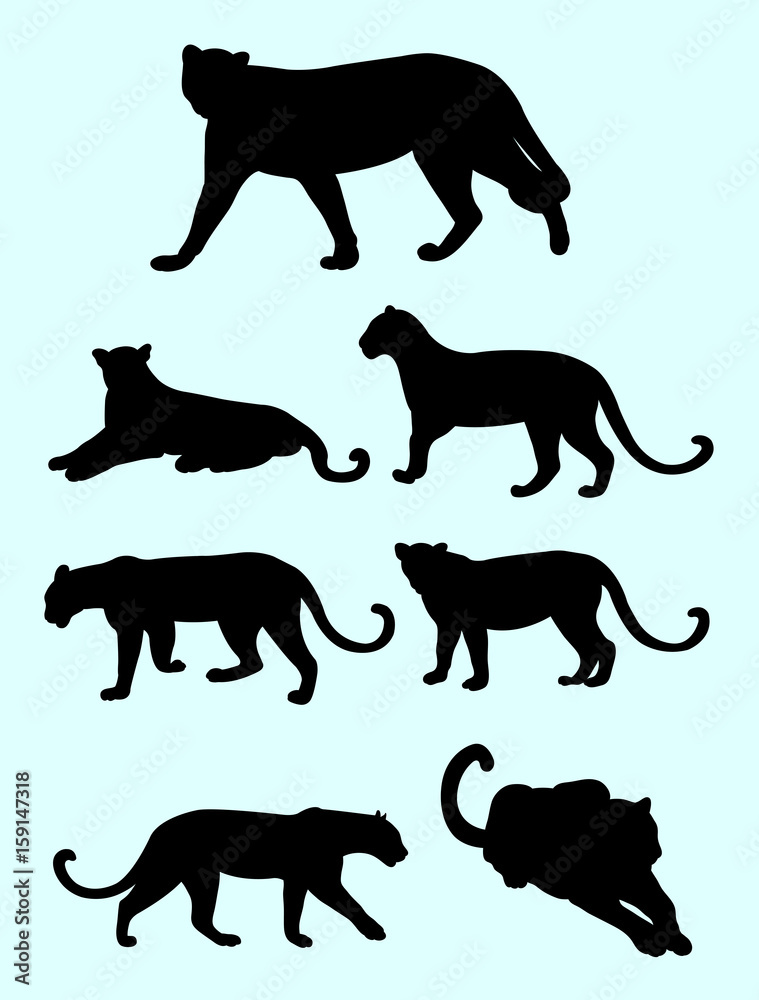 Panthers and leopards silhouette. Good use for symbol, logo, web icon, mascot, sign, or any design you want.