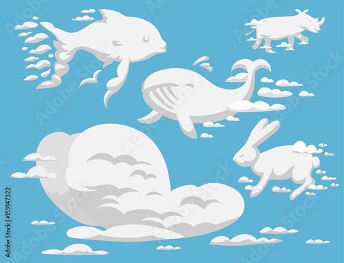 Animal clouds silhouette pattern vector illustration abstract sky cartoon environment natural ornament