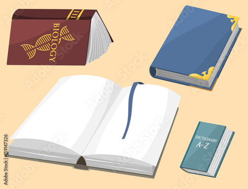 Colorful book vector illustration learn literature study opened closed education knowledge document textbook