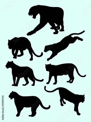 Leopards and panthers silhouettes. Good use for symbol  logo  web icon  mascot  sign  or any design you want.