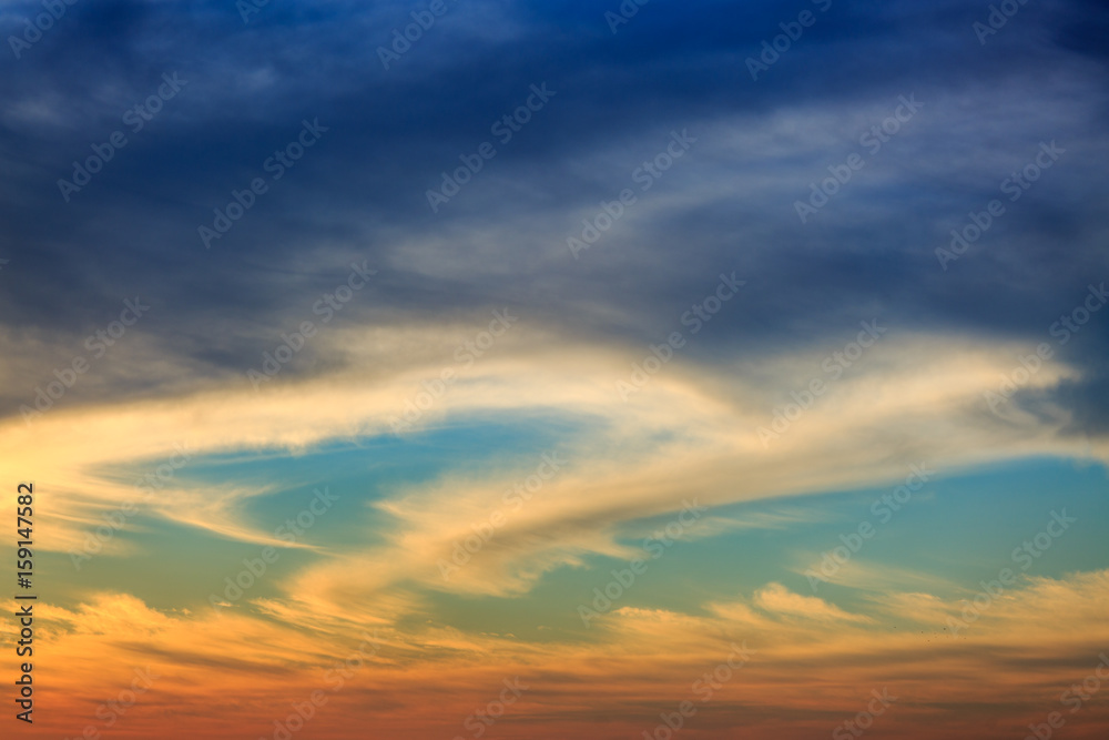 Unreal colors of clouds at sunset