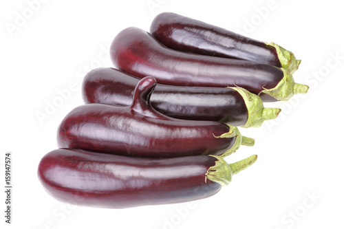 Group of aubergine with finger