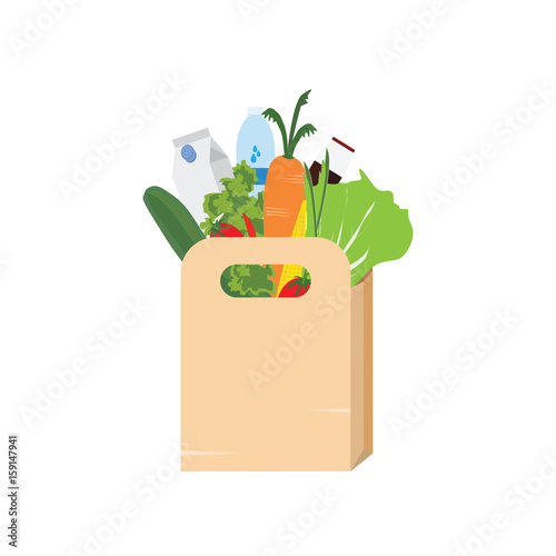 Paper bag full of grocery.
