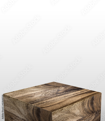 Fototapeta Naklejka Na Ścianę i Meble -  Product display stand made from wood with white copy space on top for adding content or design or replace your background,3d rendering.
