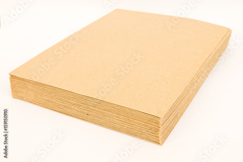stack of brown paper on white background
