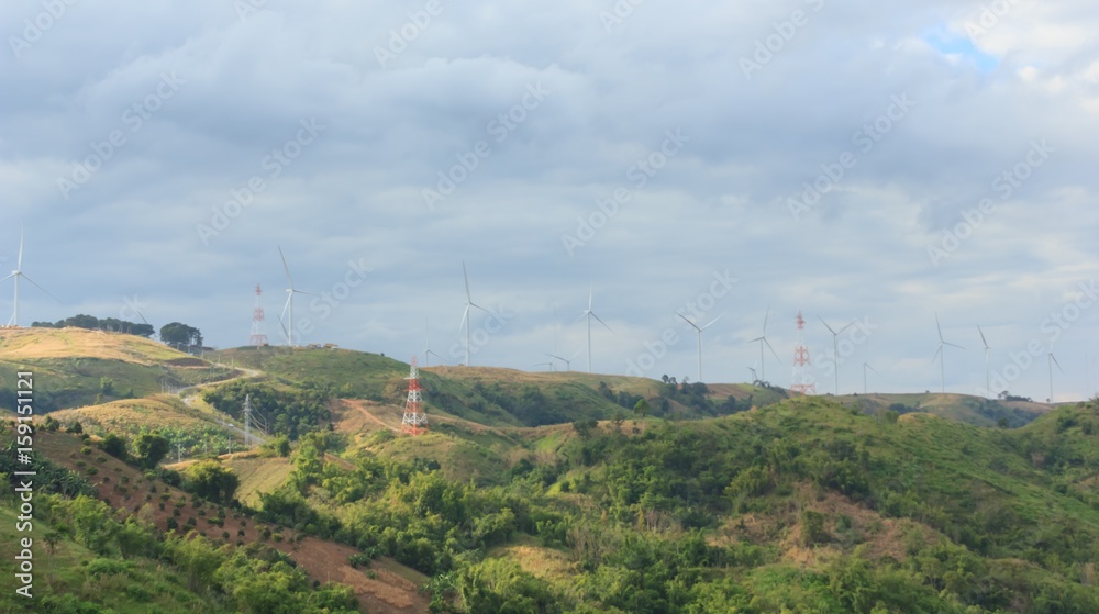 Wind turbines on mountain