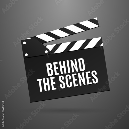 Movie slapstick vector illustration. Behind the scenes inscription on flapper