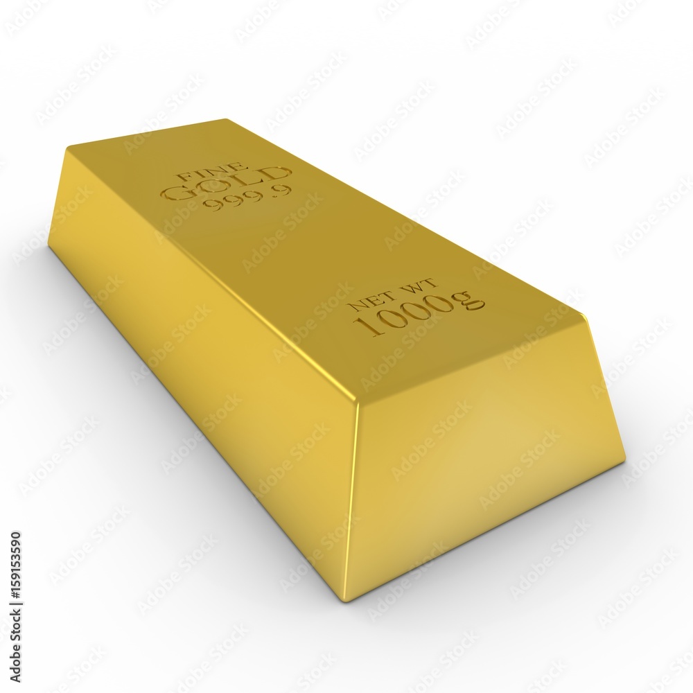 Gold Bar on White Background 3D Illustration Gold Bar on White Background 3D Illustration