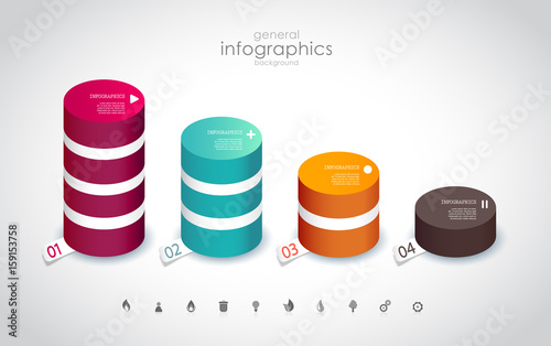 Fotografia Four colored columns with place for your own text.