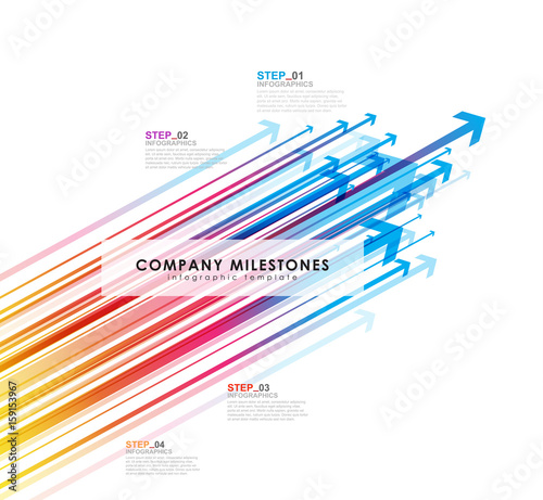 Infographic template with arrows and four steps.