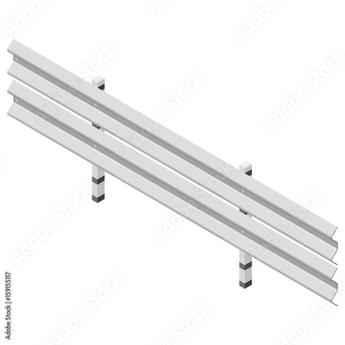 Metal road fence isometric, vector illustration.