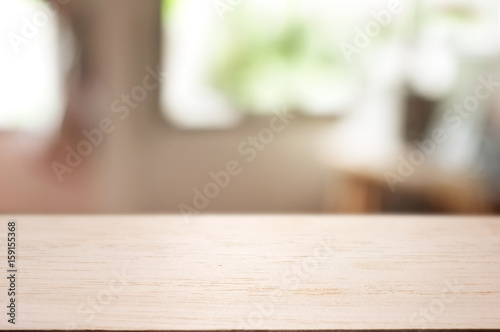 table with blurred window