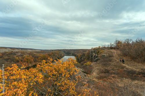 mountain autumn landscape with Southern Bug river