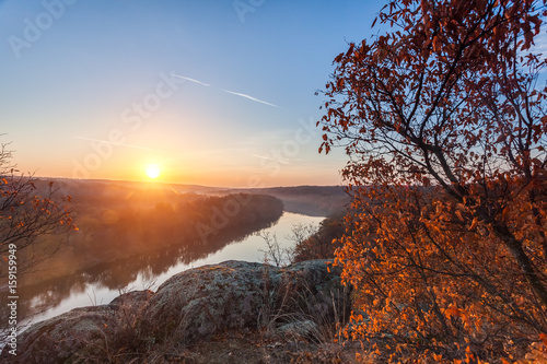 mountain autumn landscape with Southern Bug river