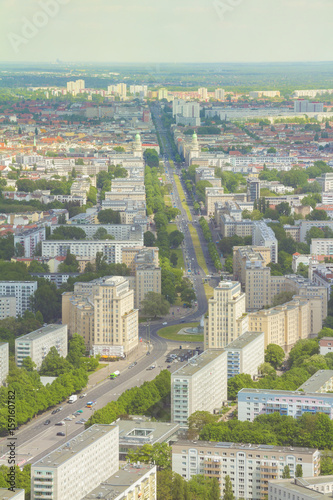 Aerial view of Berlin skyline with colorful buildings