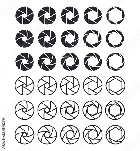 Camera shutter icons set. Vector illustration