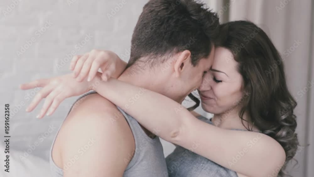 Loving guy and girl embrace close-up Loving guy and girl embrace close-up