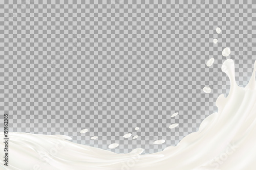 Milk splash with shadow over transparent background. vector 3d illustration. photo