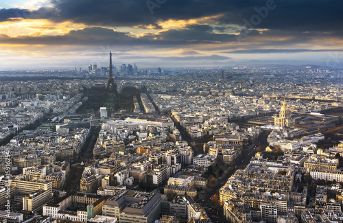 paris city in France by sunset