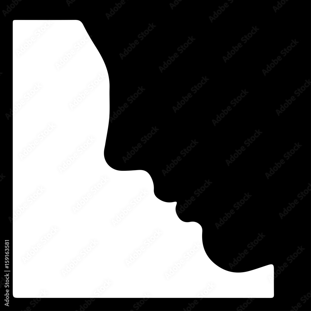 silhouette women faces black on a white background