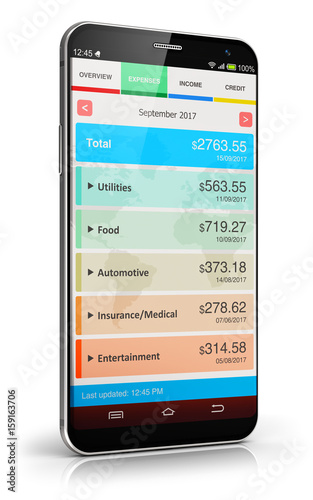 Smartphone with financial manager app