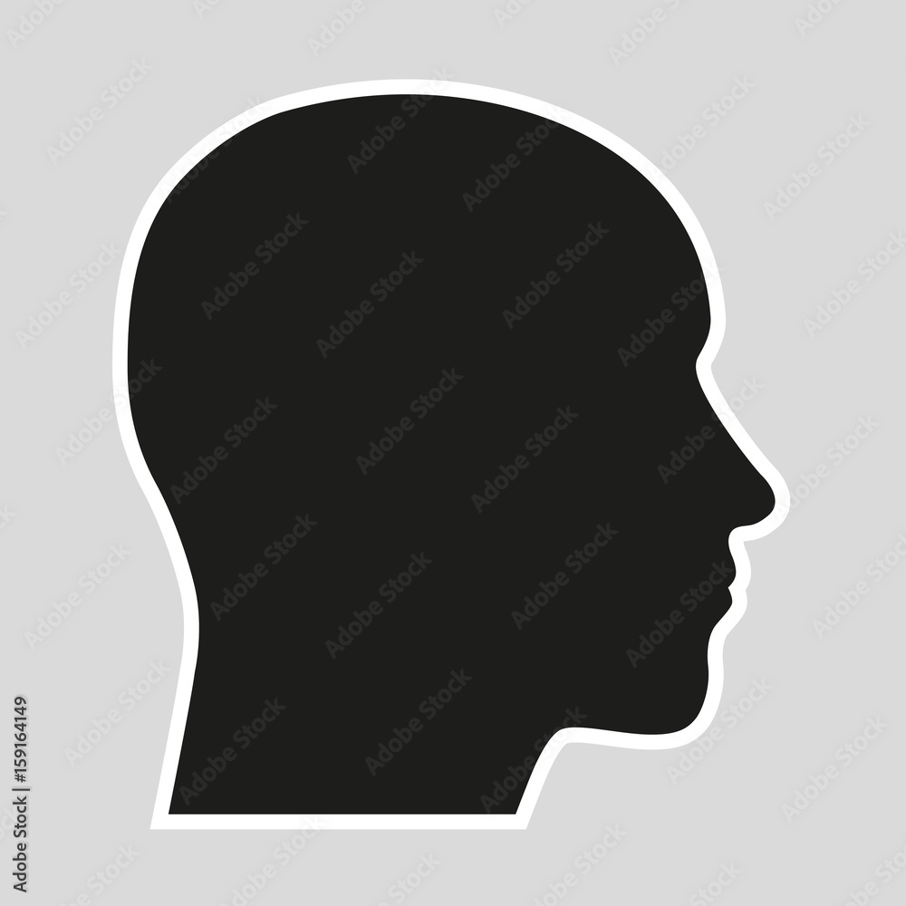 Contour of a human head against a gray background