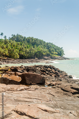 Coast of Ile Royale, one of the islands of Iles du Salut (Islands of Salvation) in French Guiana
