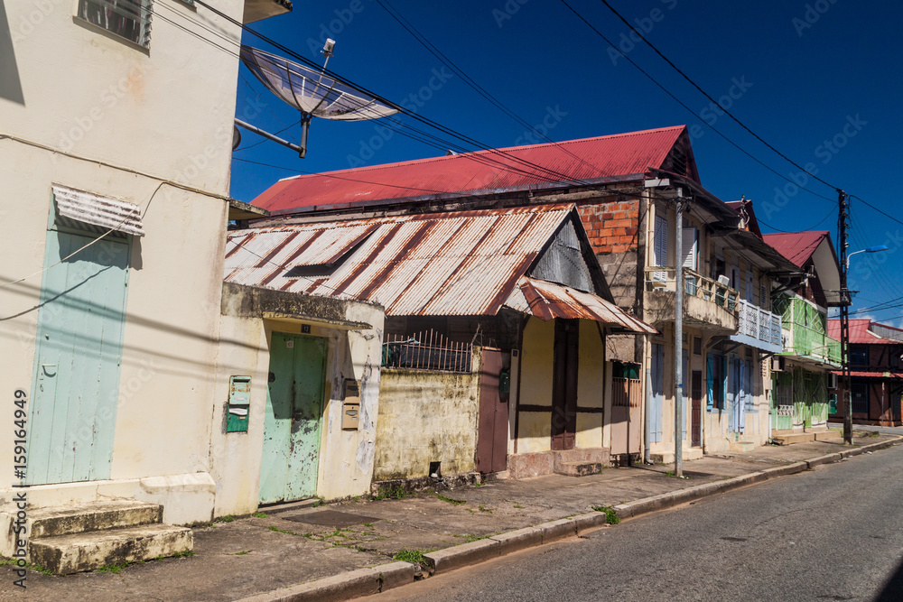 View of a street in the center of Cayenne, capital of French Guiana. View of a street in the center of Cayenne, capital of French Guiana.