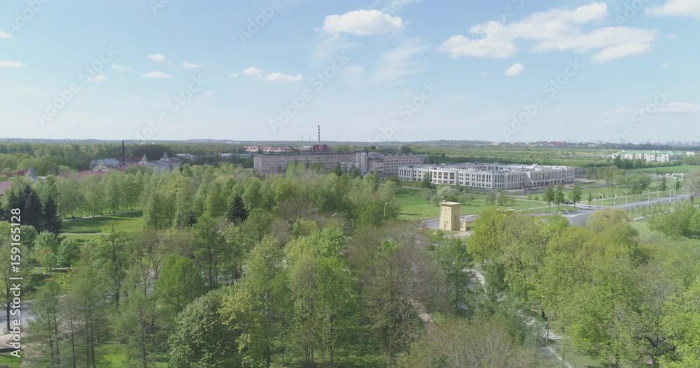 aerial side fly over Pushkin town, Tsarskoye Selo in summer day, 4k prores footage aerial side fly over Pushkin town, Tsarskoye Selo in summer day, 4k prores footage