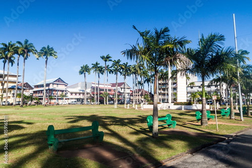 CAYENNE, FRENCH GUIANA - AUGUST 3, 2015: Place des Palmistes square in Cayenne, capital of French Guiana. photo