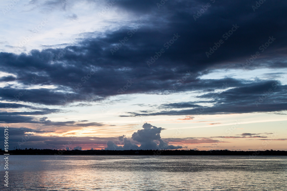 St Laurent du Maroni, French Guiana. Maroni (Marowijne) river between Suriname and French Guiana.