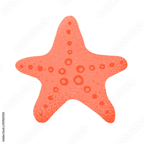 Cartoon style grunge sea star isolated vector illustration on white