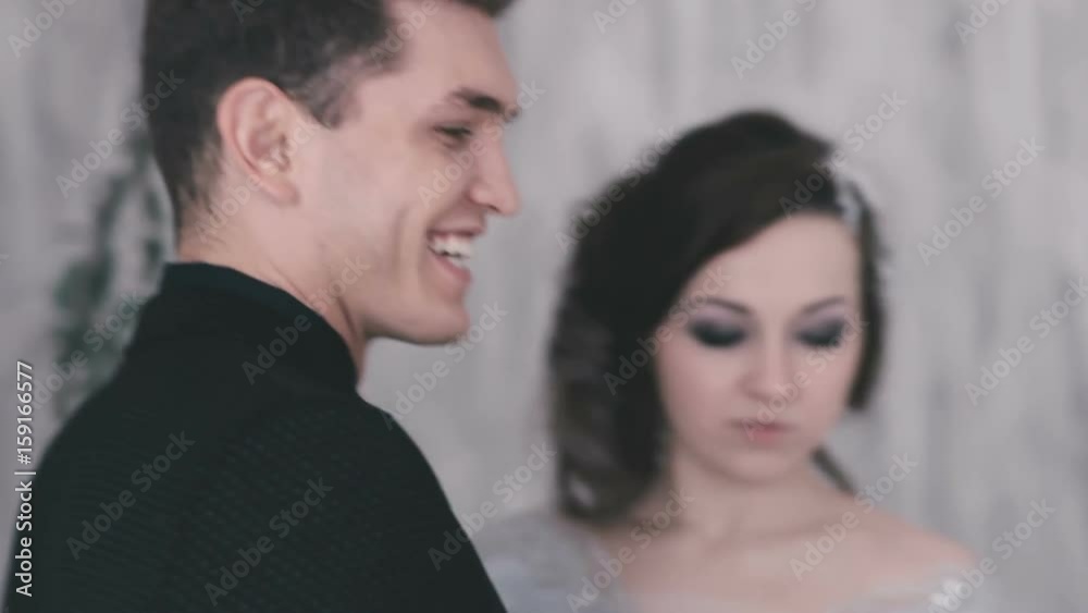 Beautiful enamored bride and groom close-up Beautiful enamored bride and groom close-up