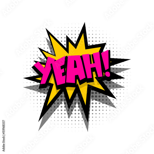 Comic text speech bubble phrase yeah