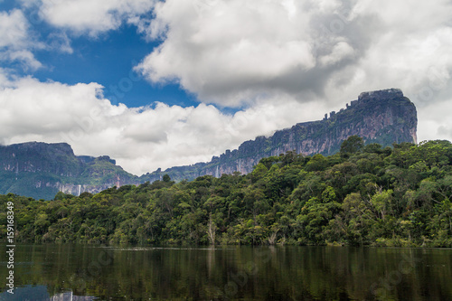 River Carrao and tepui  table mountain  Auyan in National Park Canaima  Venezuela.