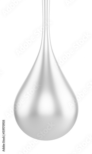 3D rendering metal drop isolated on white background