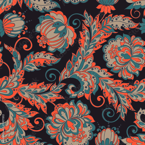 Fototapeta Naklejka Na Ścianę i Meble -  ethnic flowers seamless pattern. floral vintage background