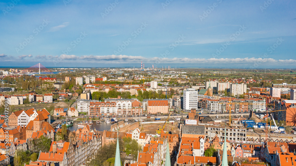 Obraz premium GDANSK, POLAND: Aerial panoramic view of Gdansk.