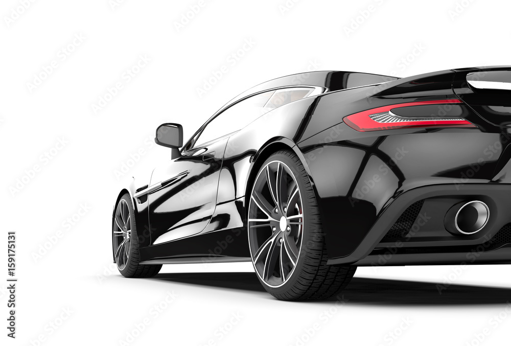 Obraz premium Czarny samochód sportowy na białym tle na białym tle