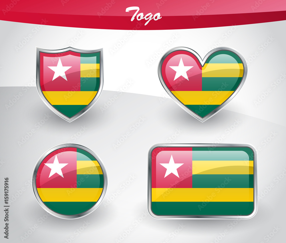 Glossy Togo flag icon set Glossy Togo flag icon set