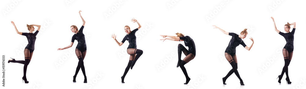 Woman dancing isolated on the white