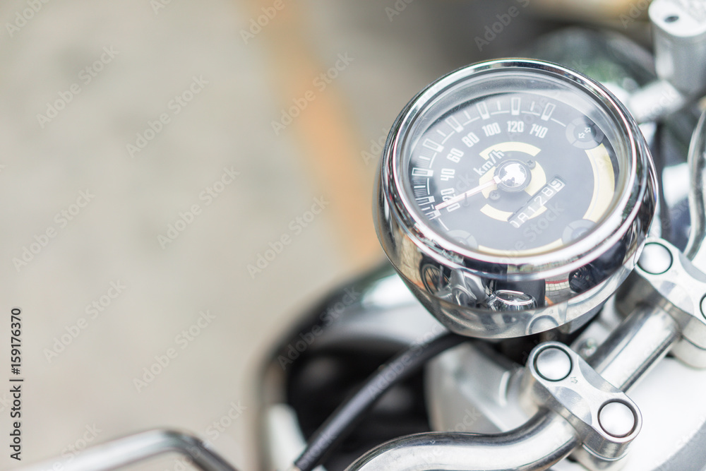 Fototapeta premium Speedometer Motor Shire in ancient style in sunlight.