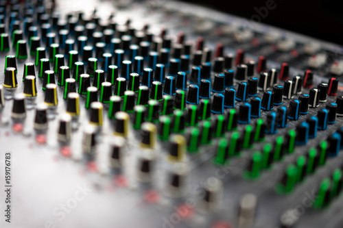 Colorful sound control panel at the concert.