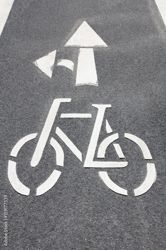 Bicycle symbol as road marking on a cycle lane in Hamburg, Germany