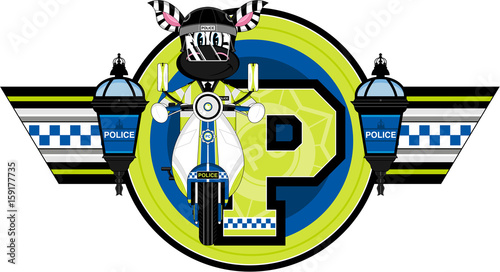 Cartoon Zebra Police on Scooter