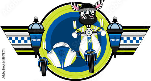 Cartoon Zebra Police on Scooter